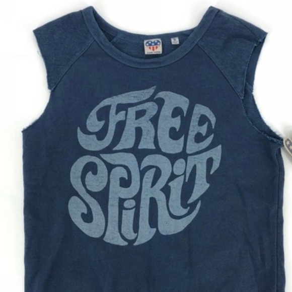 JUNK FOOD sleeveless blue “free spirit” graphic tank top - Picture 3 of 4